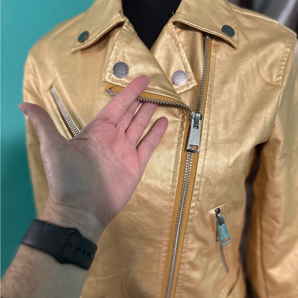 GUESS GOLD METALLIC JACKET RETAIL $179!  Size S - Picture 4 of 5
